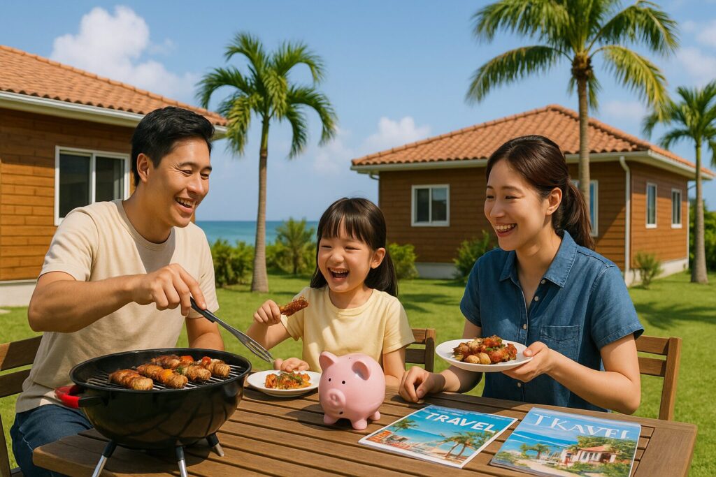負担率25%以内の余裕ある生活を楽しむ沖縄の家族バーベキュー