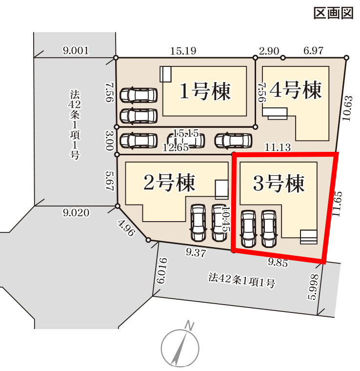 仲介手数料無料_うるま市江洲_区画図_3号棟