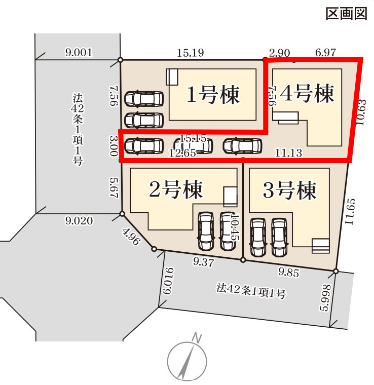 仲介手数料無料_うるま市江洲_区画図_4号棟