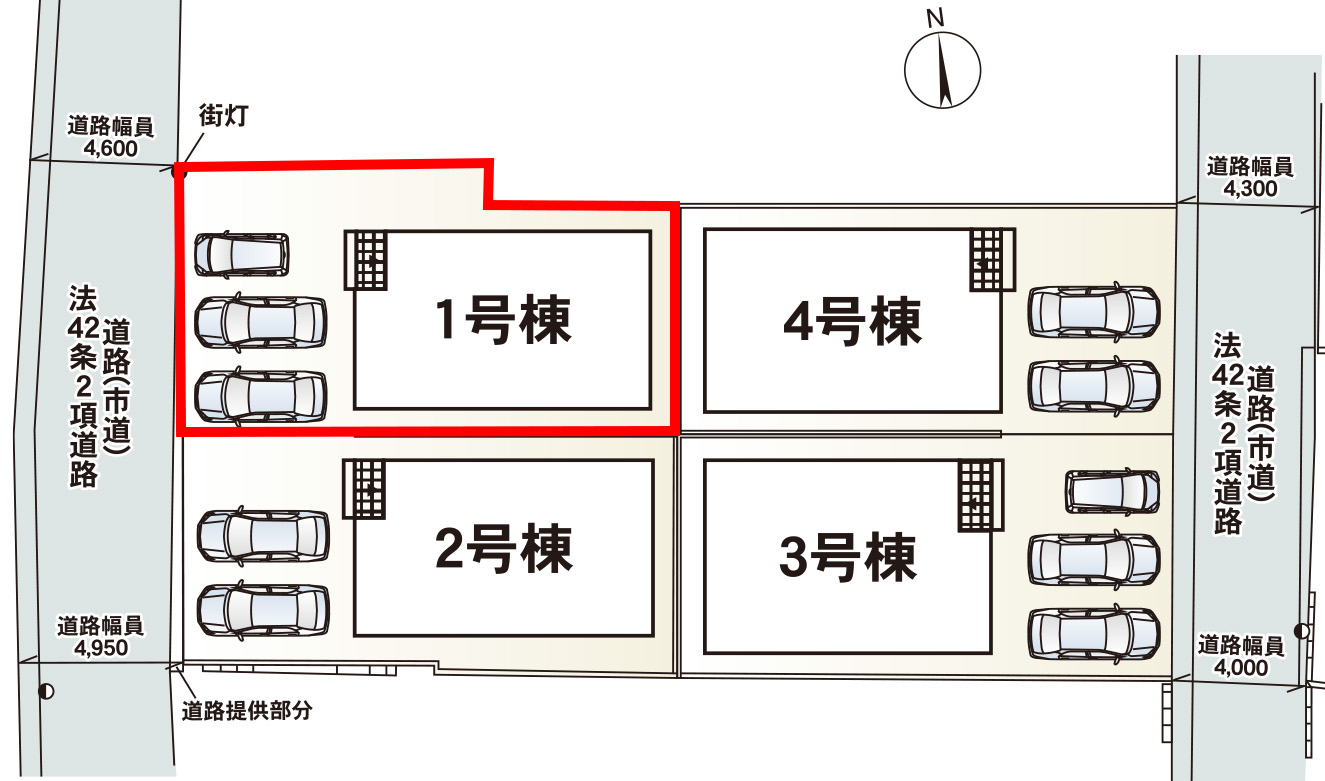 仲介手数料無料_うるま市石川7_区画図_1号棟