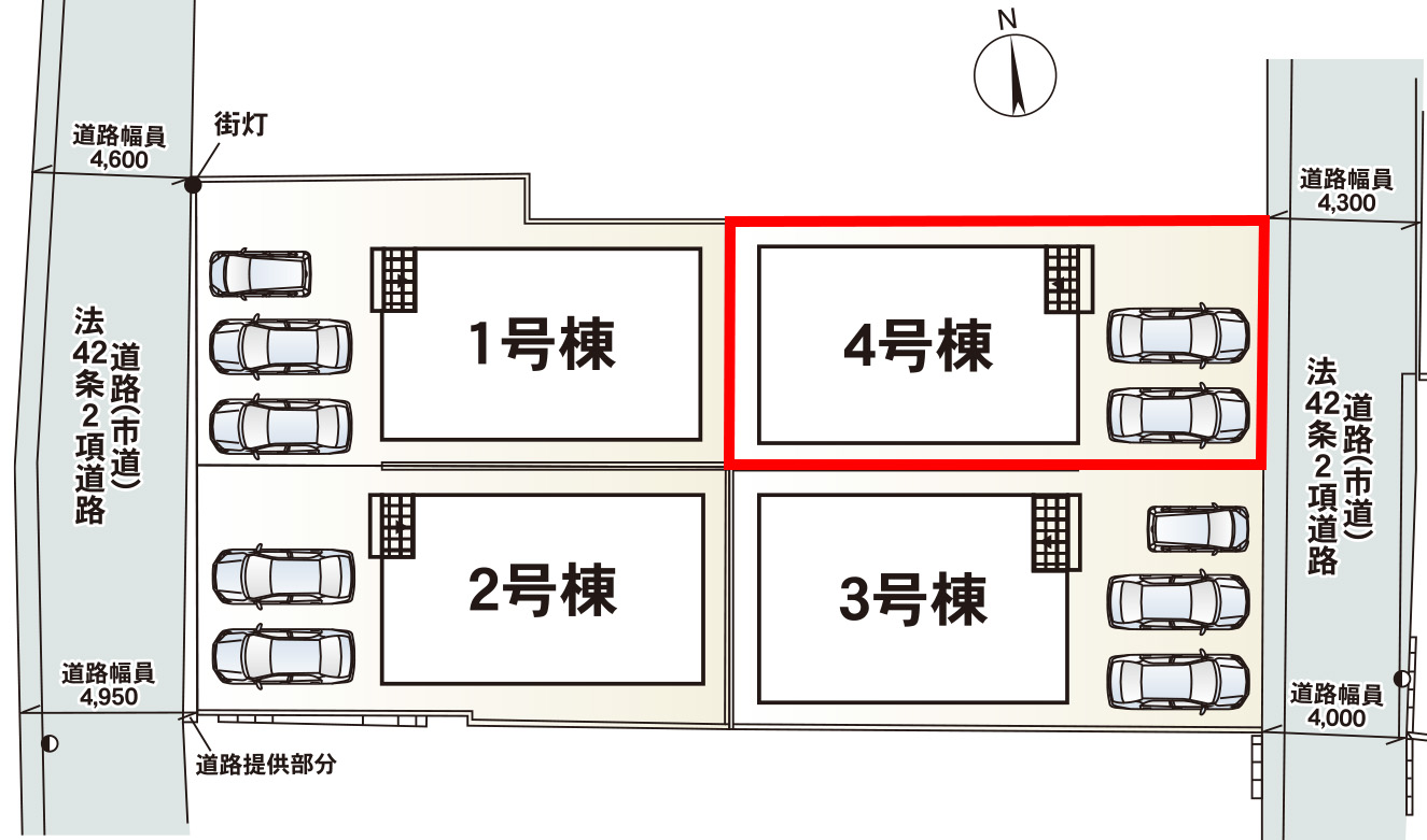 仲介手数料無料_うるま市石川7_区画図_4号棟