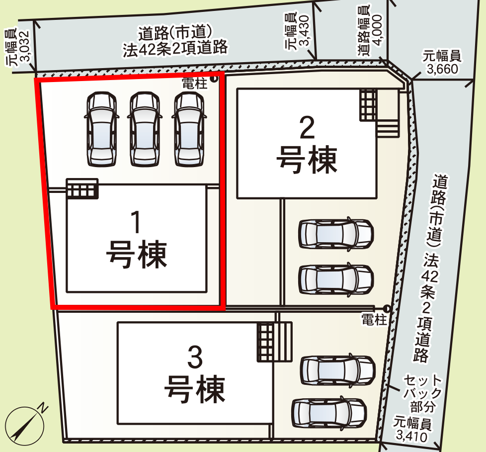 仲介手数料無料_中城村添石_区画図_1号棟