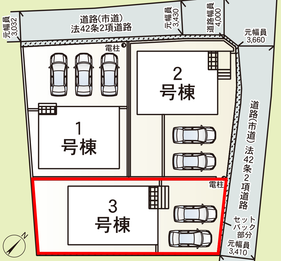 仲介手数料無料_中城村添石_区画図_3号棟