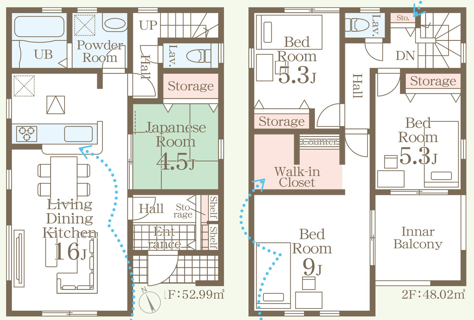 仲介手数料無料_八重瀬町座波_間取図_2号棟