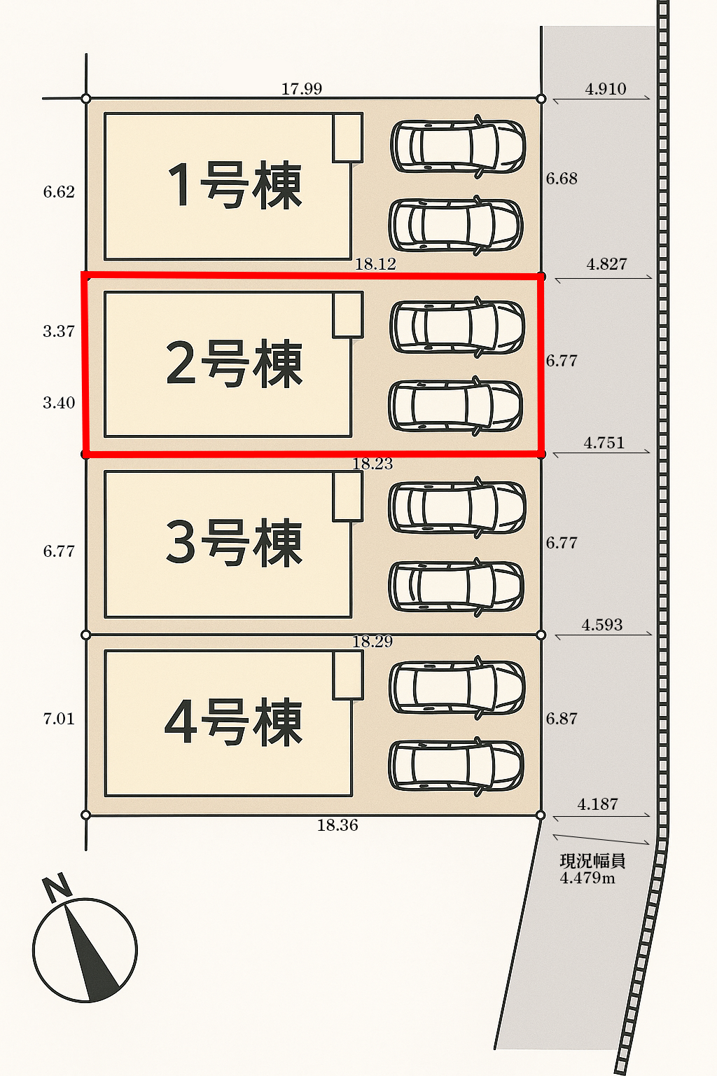 仲介手数料無料_南城市佐敷字新里_区画図_2号棟