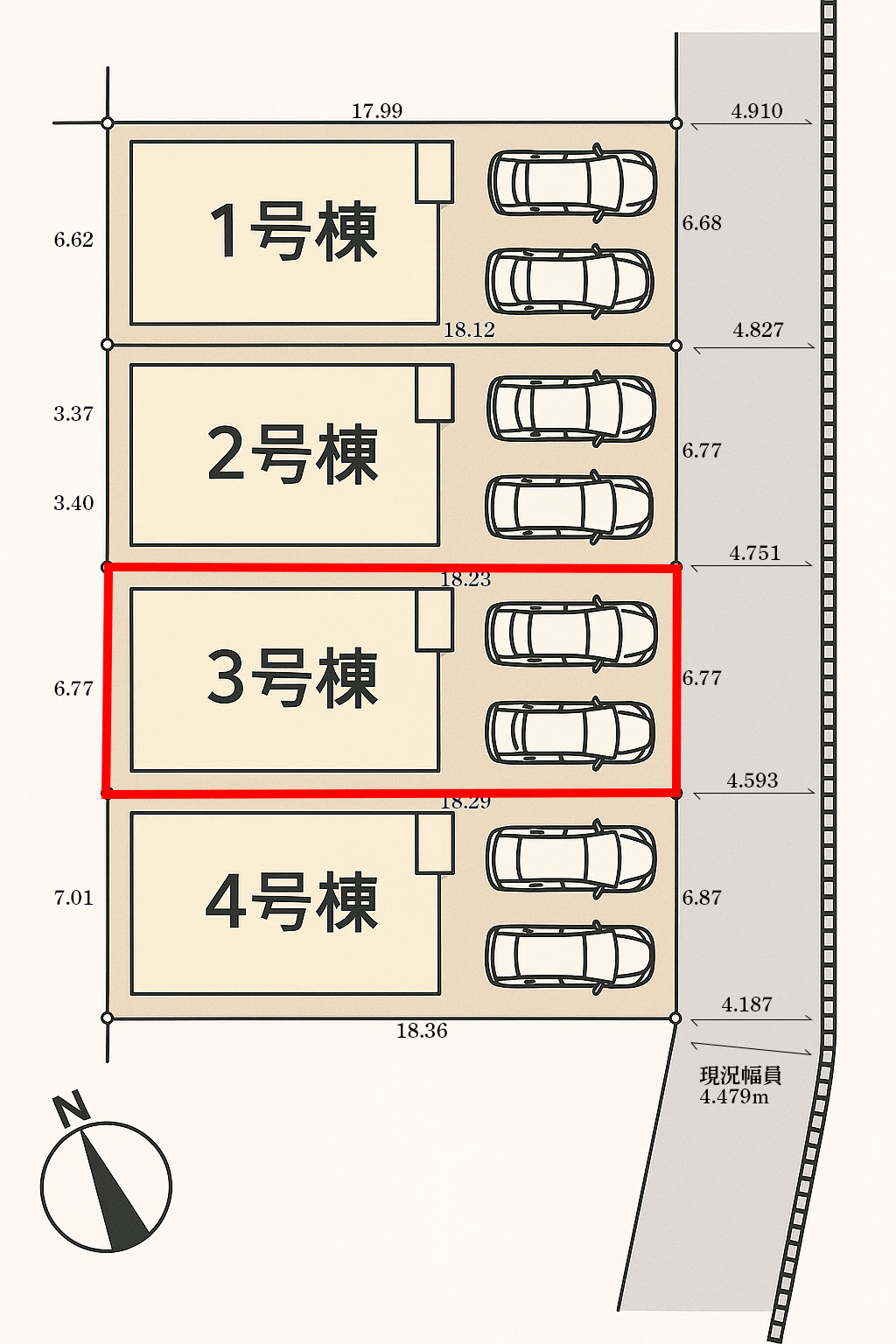 仲介手数料無料_南城市佐敷字新里_区画図_3号棟