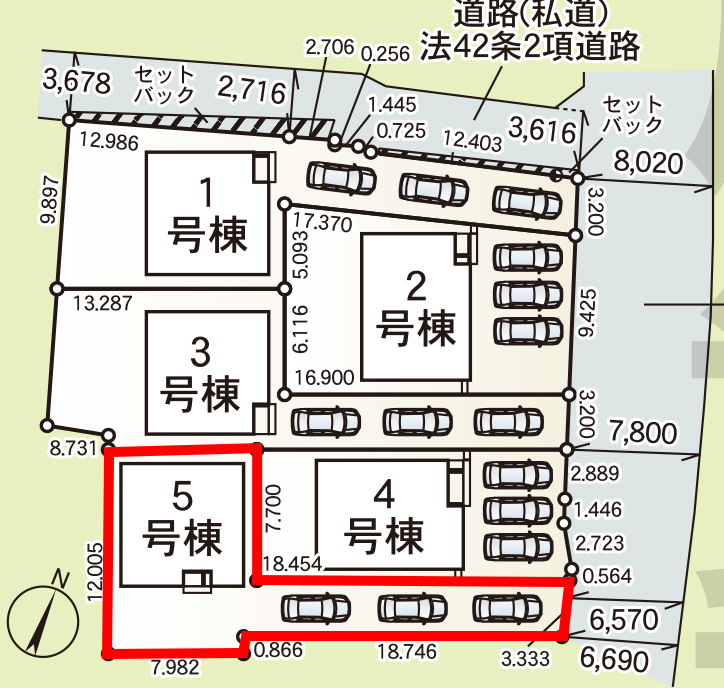仲介手数料無料_南城市玉城字前川_区画図_5号棟