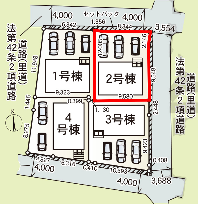 仲介手数料無料_南風原町津嘉山_区画図_2号棟