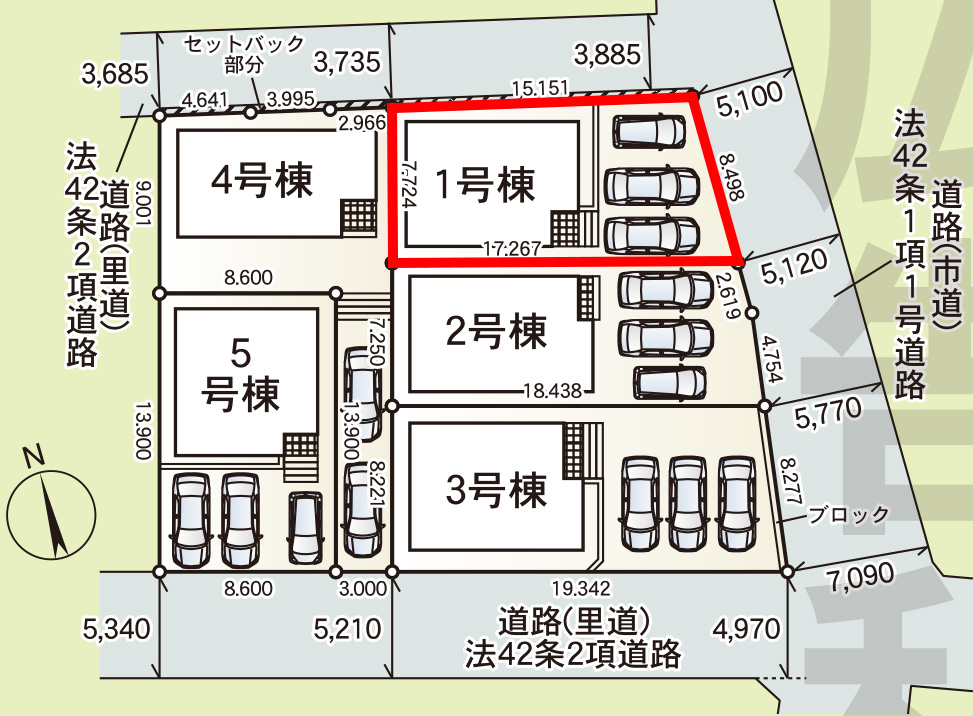仲介手数料無料_糸満市大度_区画図_1号棟