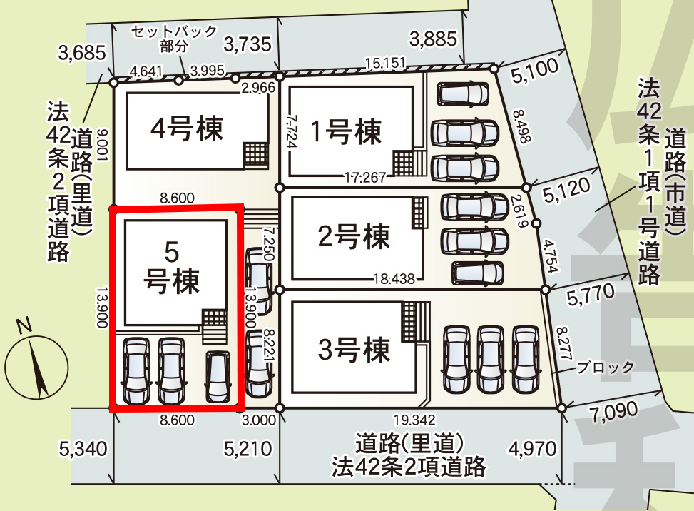 仲介手数料無料_糸満市大度_区画図_5号棟