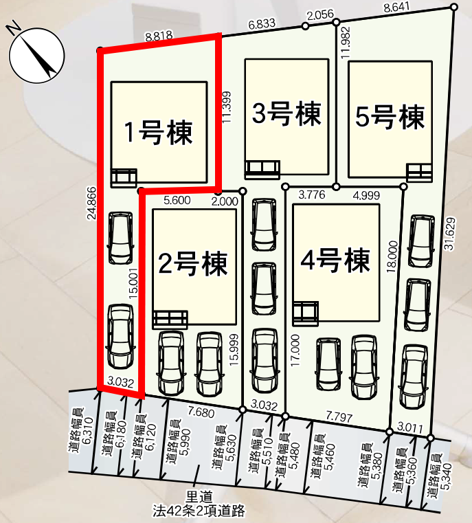 仲介手数料無料_糸満市宇江城2_区画図_1号棟