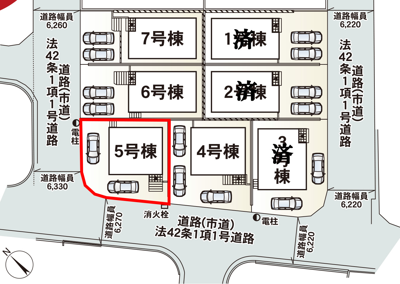 仲介手数料無料_豊見城市嘉数_区画図_5号棟