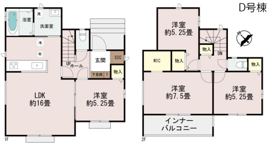 うるま市栄野比69番D号棟ハートフルタウンの間取図