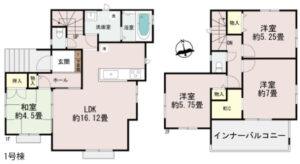 浦添市牧港1号棟ハートフルタウンの間取図
