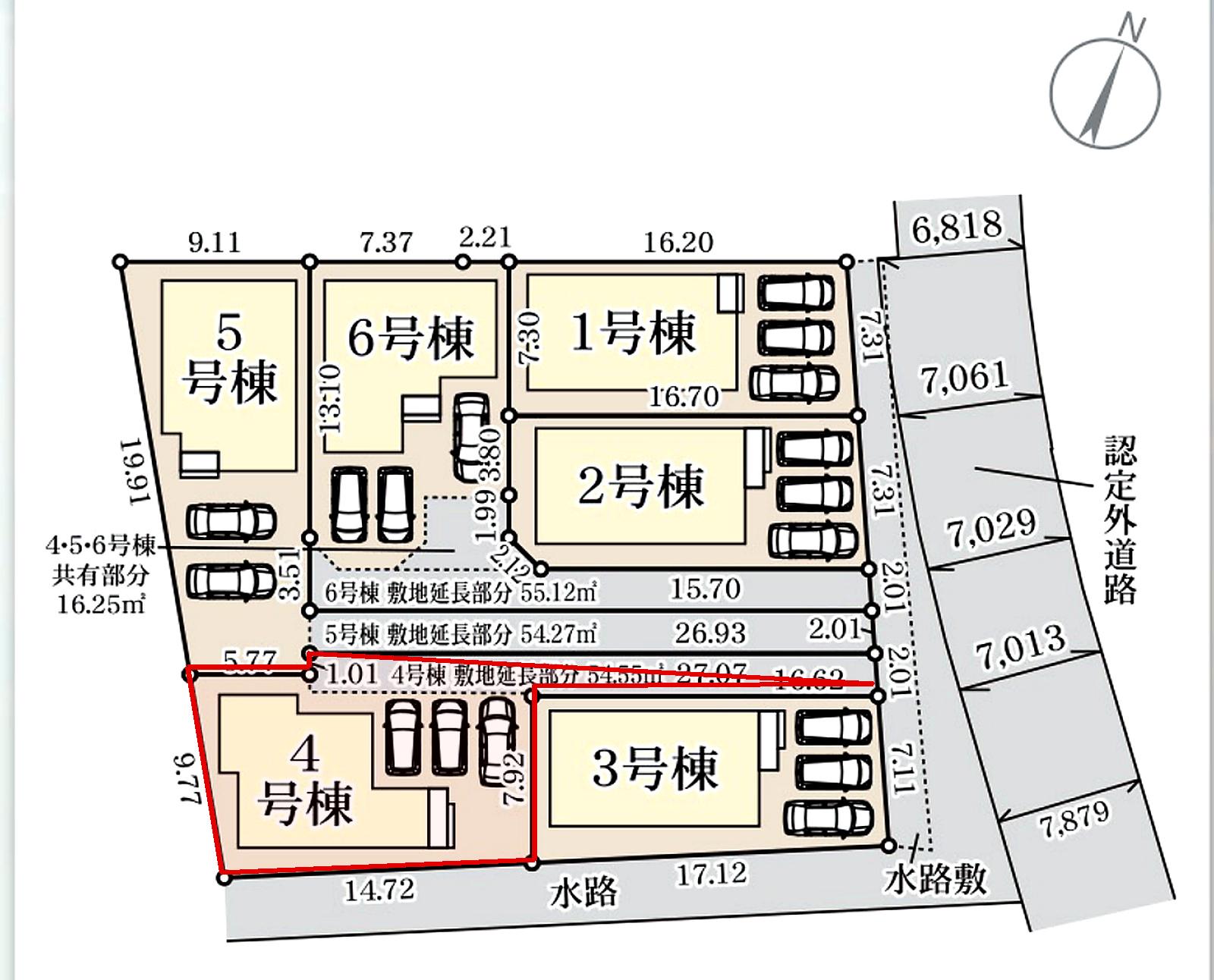 八重瀬町与座 第1期4号棟 リーブルガーデン 区画図