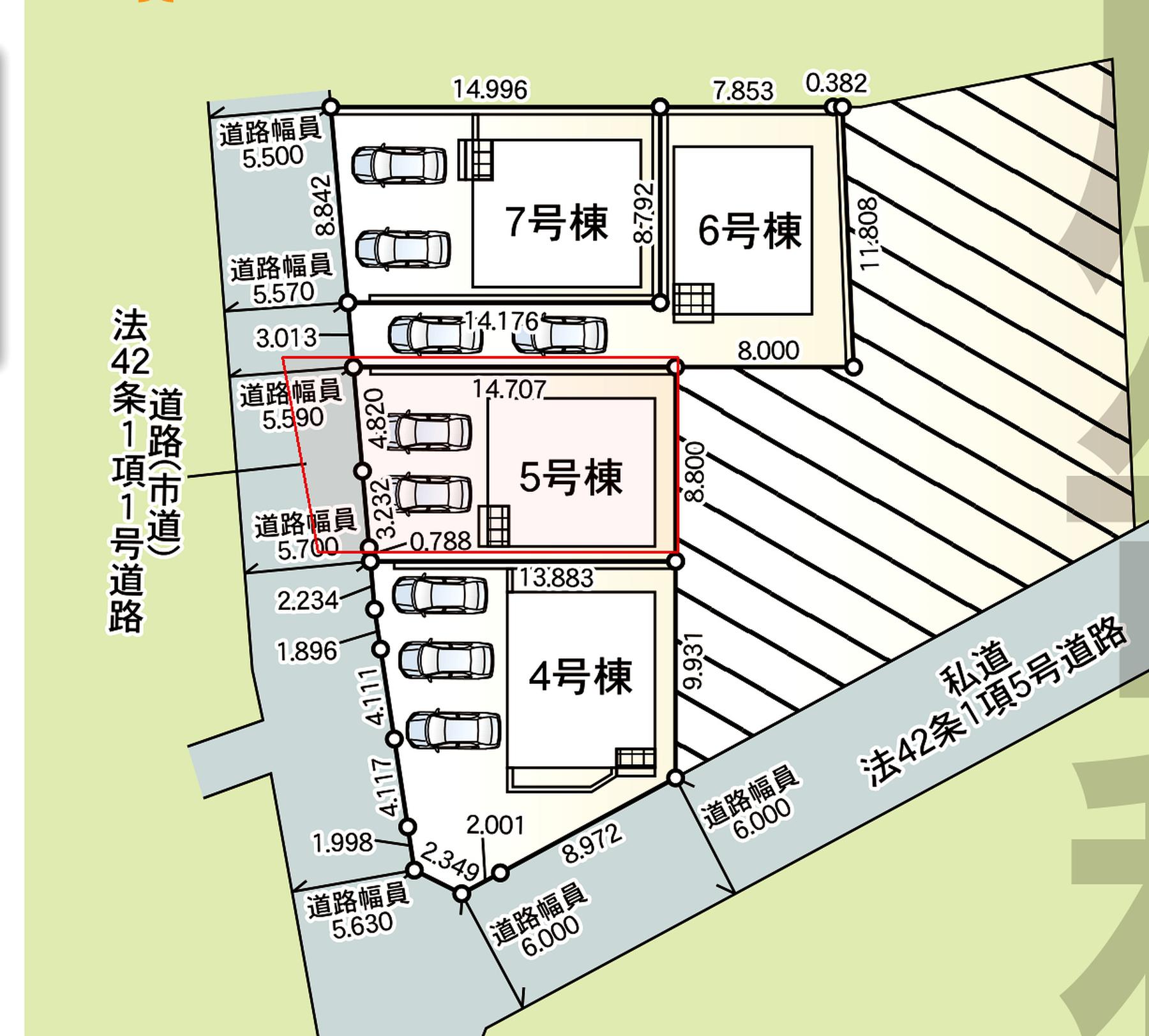 宜野湾市上原 第1期5号棟 クレイドルガーデン 区画図