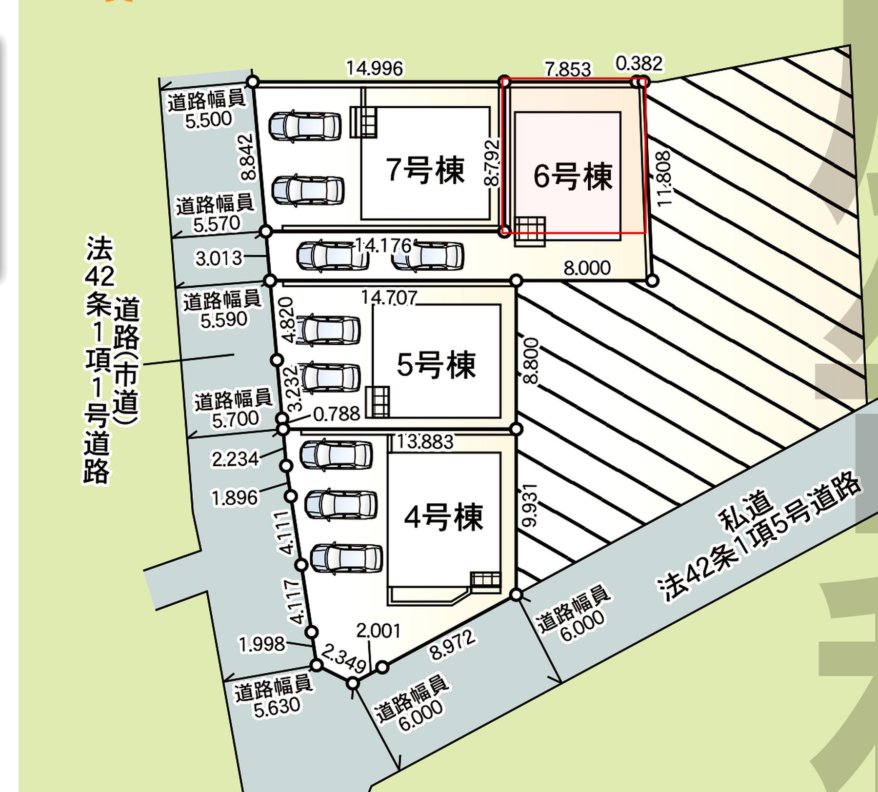宜野湾市上原 第1期6号棟 クレイドルガーデン 区画図