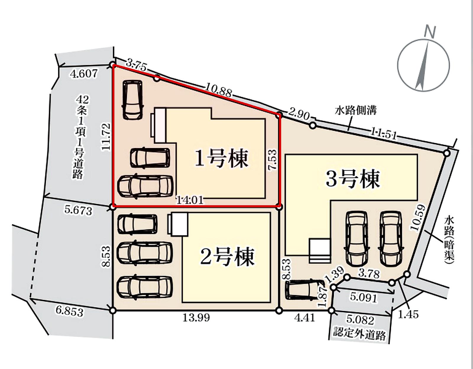 南城市大里高平 第1期1号棟 リーブルガーデン 区画図