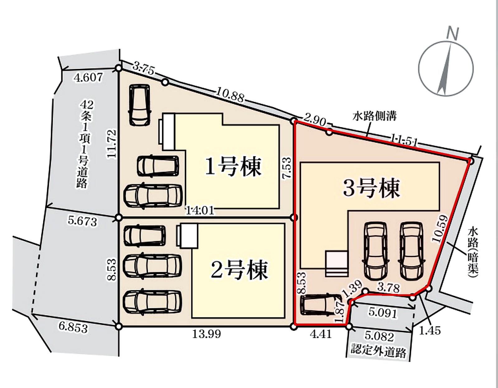 南城市大里高平 第1期3号棟 リーブルガーデン 区画図