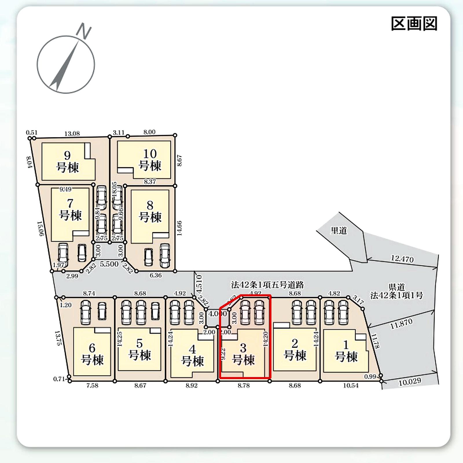 うるま市前原 第1期3号棟 リーブルガーデン 区画図