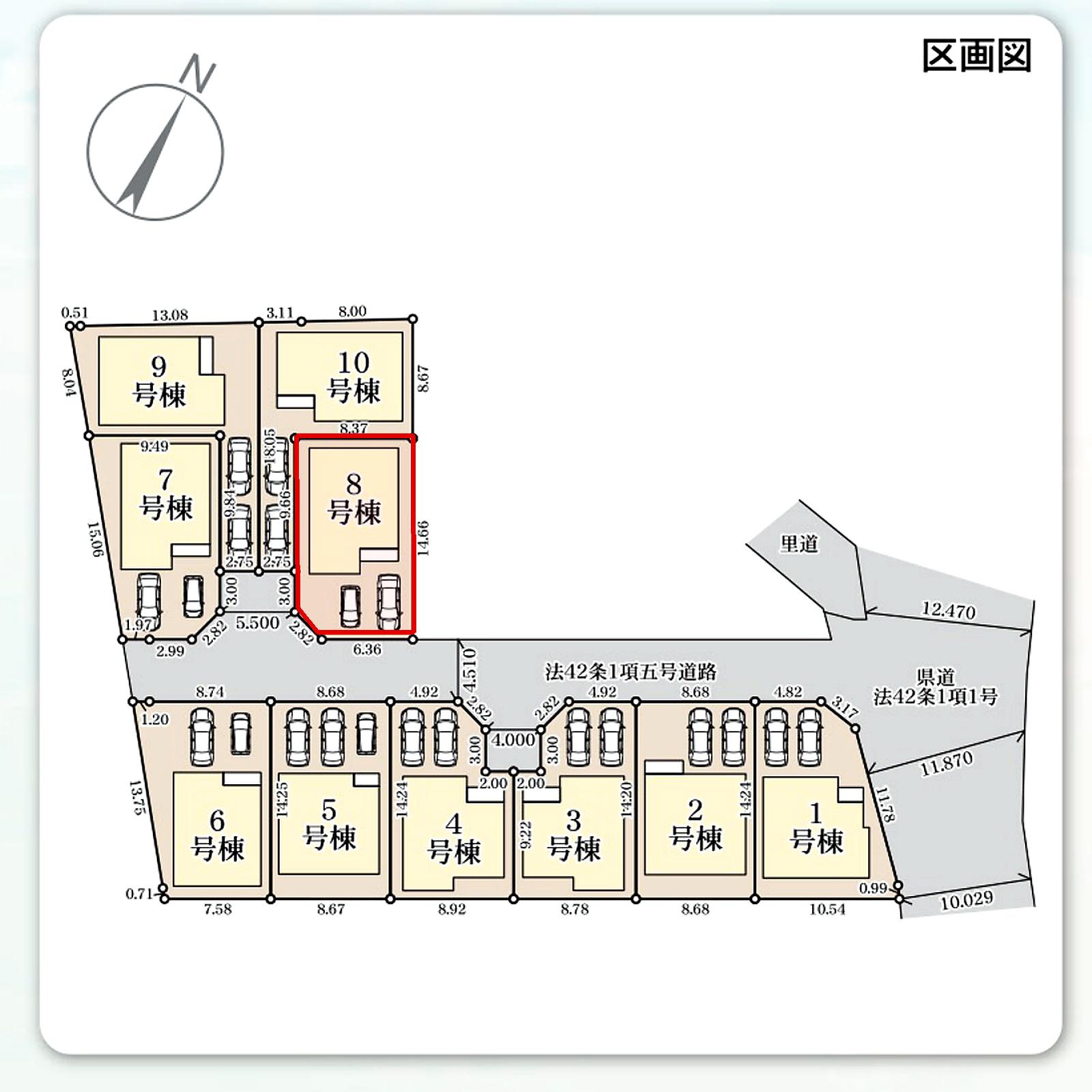 うるま市前原 第1期8号棟 リーブルガーデン 区画図