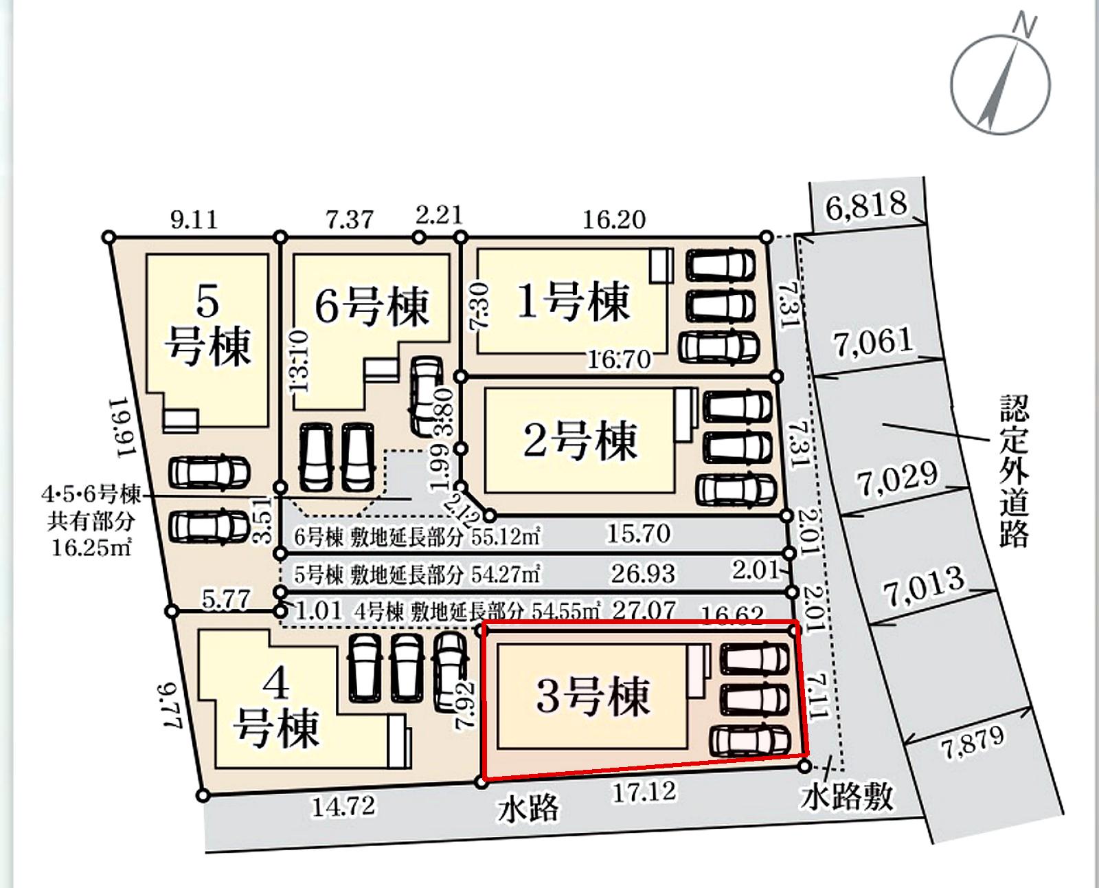 八重瀬町与座 第1期3号棟 リーブルガーデン 区画図