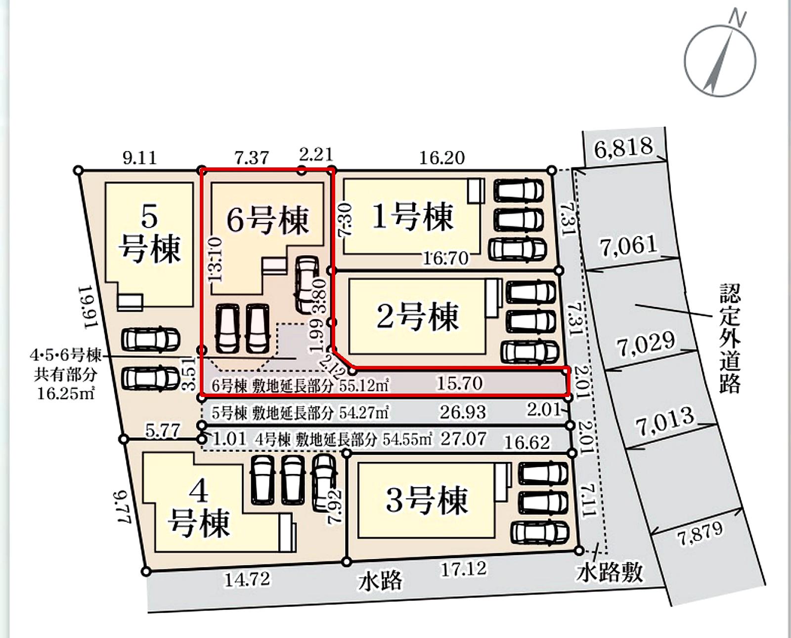 八重瀬町与座 第1期6号棟 リーブルガーデン 区画図
