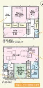 宜野湾市上原 第1期5号棟 クレイドルガーデンの間取図
