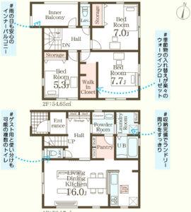 南城市大里高平 第1期2号棟 リーブルガーデンの間取図