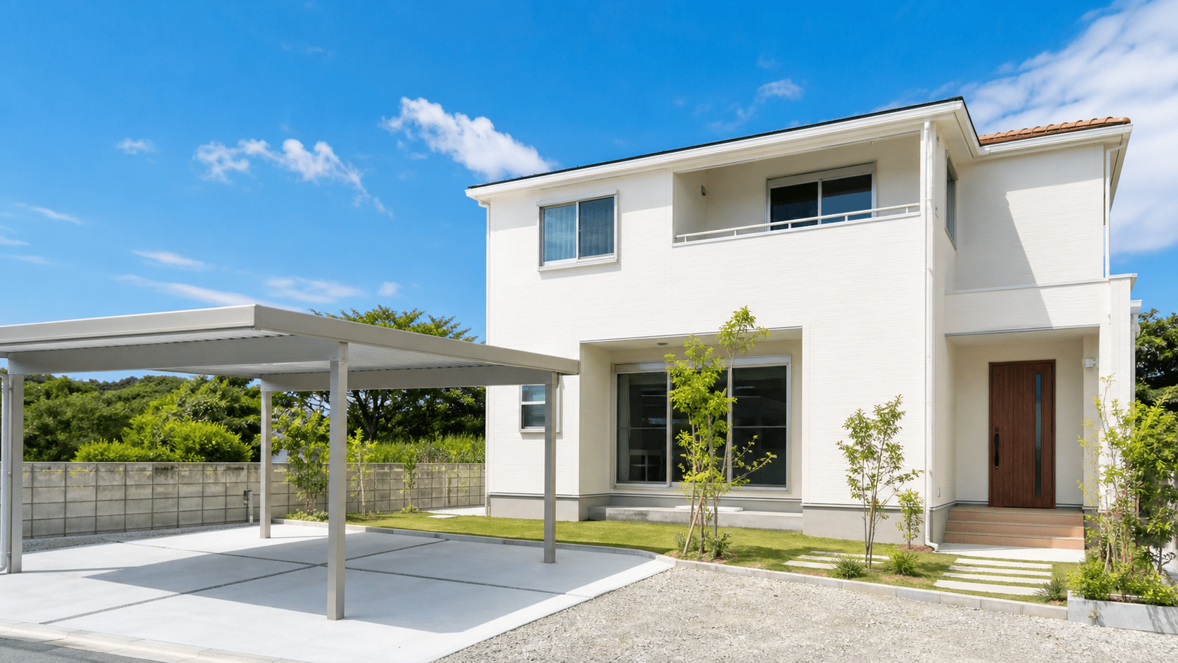 白い外壁の新築建売住宅の外観（イメージ）