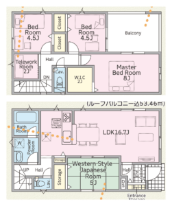 仲介手数料無料 沖縄｜糸満市座波 第3期2号棟 間取図｜レキオスハウジング